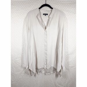 Lafayette 148 Cream Button Down Silk Long Sleeve Top